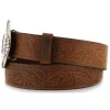 Cody James Men's Bronc Buckle Tooled Leather Belt