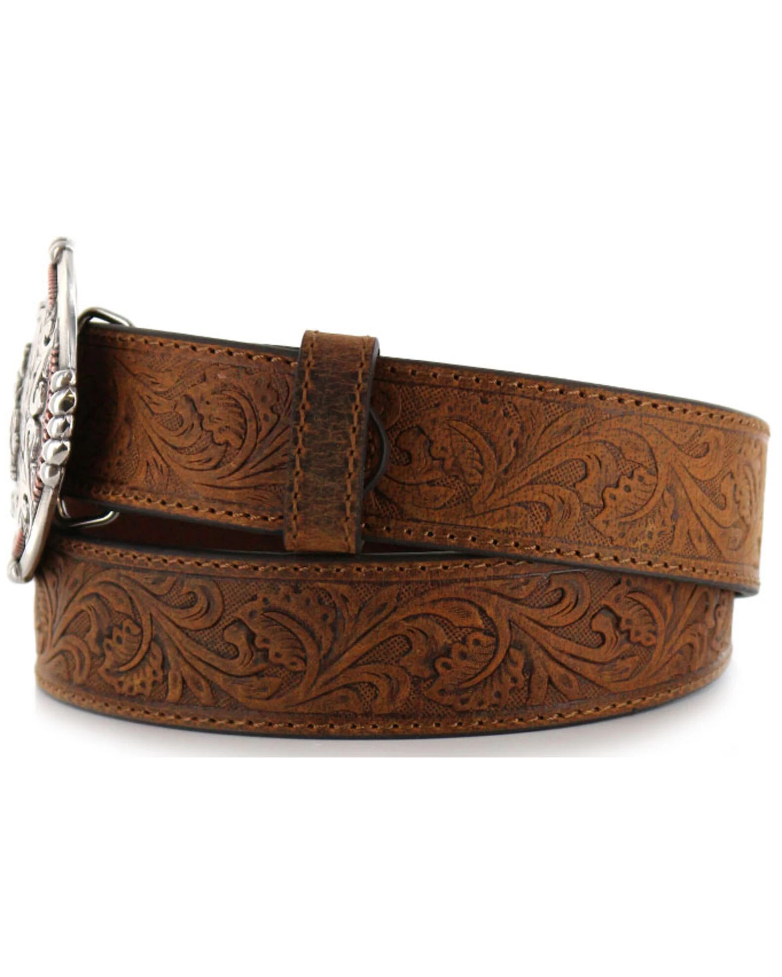 Cody James Men's Bronc Buckle Tooled Leather Belt 1 Cody James Men's Bronc Buckle Tooled Leather Belt