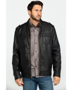 Cody James Men's Backwoods Distressed Faux Leather Moto JacketÂ