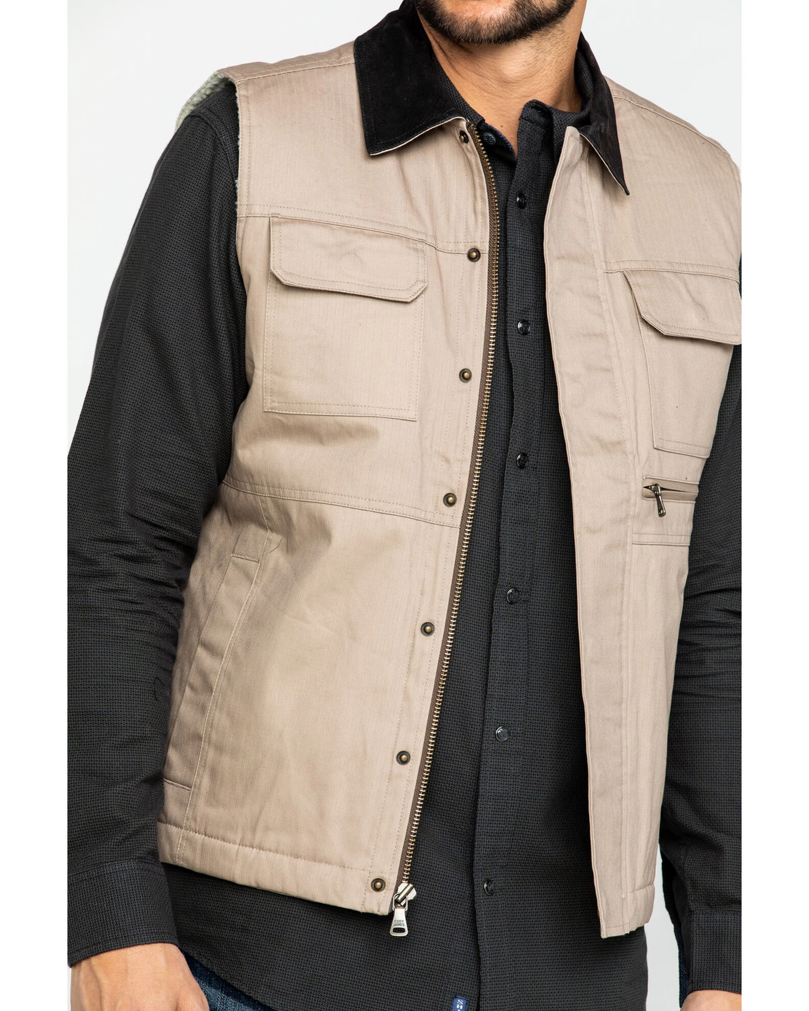 Cody James Men's Tan Ranchero Timberwolf Canvas Vest 5 Cody James Men's Tan Ranchero Timberwolf Canvas Vest - Image 5