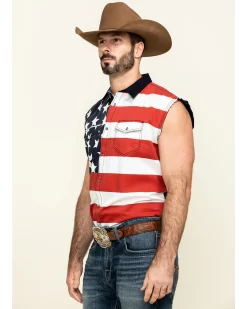 Cody James Men's American Flag Bubba Sleeveless Western Shirt  -New Cody James 2000296071 600 P3