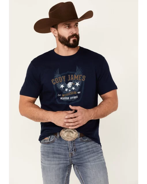 Cody James Men's Heather Navy Eagle Western Graphic Short Sleeve T-Shirt  -New Cody James 2000343149 410 P1