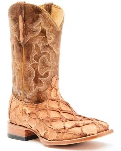 Cody James Men's Caramel Matte Pirarucu Exotic Western Boots - Broad Square Toe -New Cody James 2000351586 255 P1 1