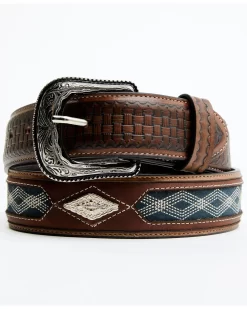 Cody James Men's Embroidered Diamond Concho Basketweave Western Belt