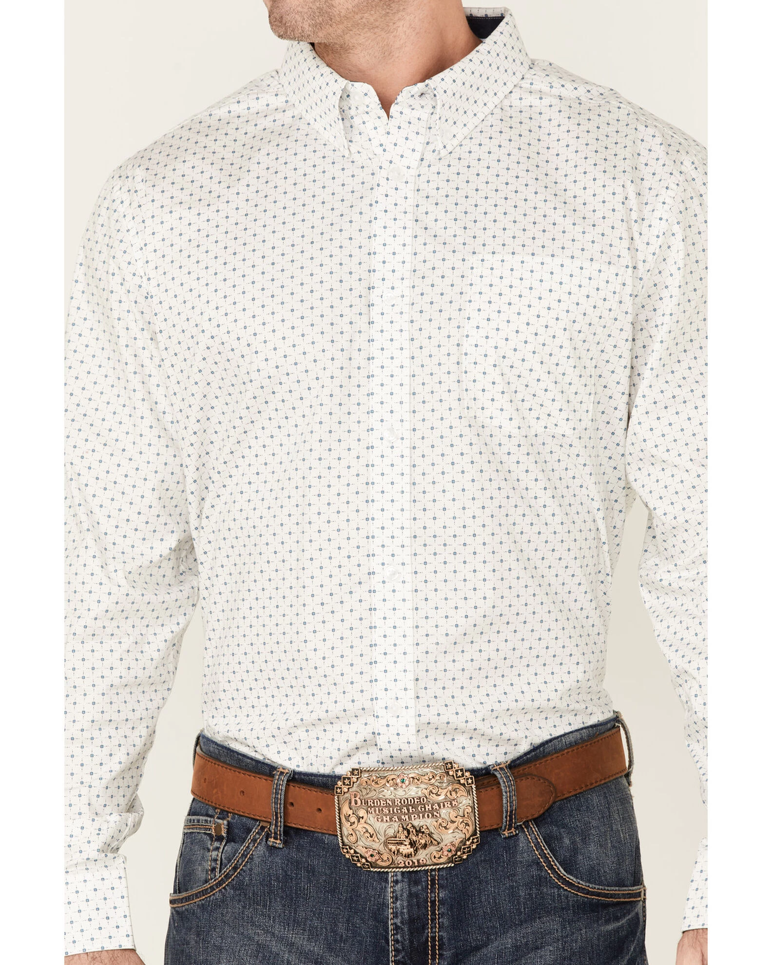 Cody James Core Men's Old Soul Mini Geo Print Long Sleeve Button-Down Western Shirt 3 Cody James Core Men's Old Soul Mini Geo Print Long Sleeve Button-Down Western Shirt - Image 3
