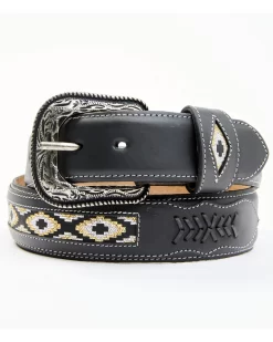 Cody James Men's Black Southwestern Center Inlay Western Belt