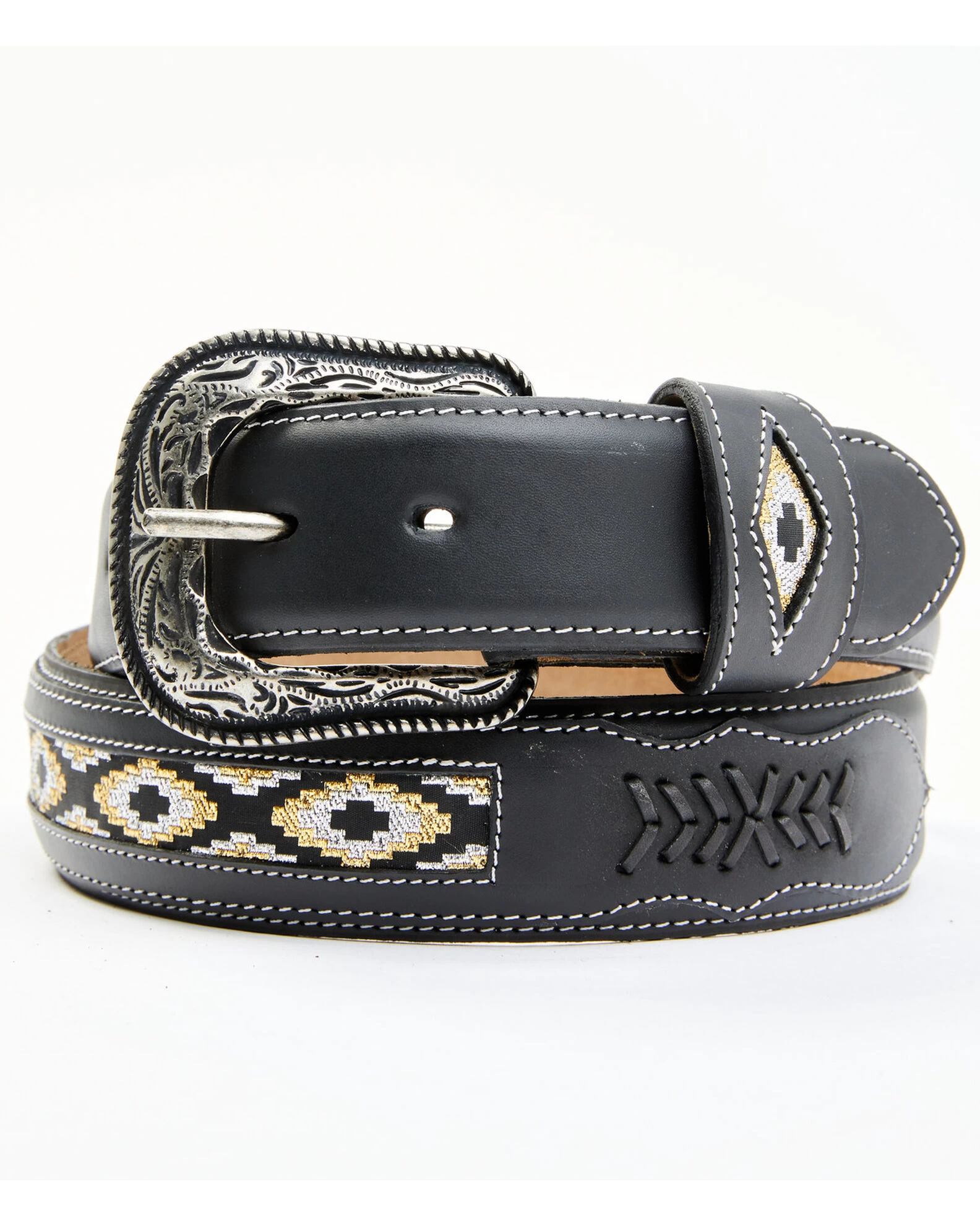 Cody James Men's Black Southwestern Center Inlay Western Belt 1 Cody James Men's Black Southwestern Center Inlay Western Belt