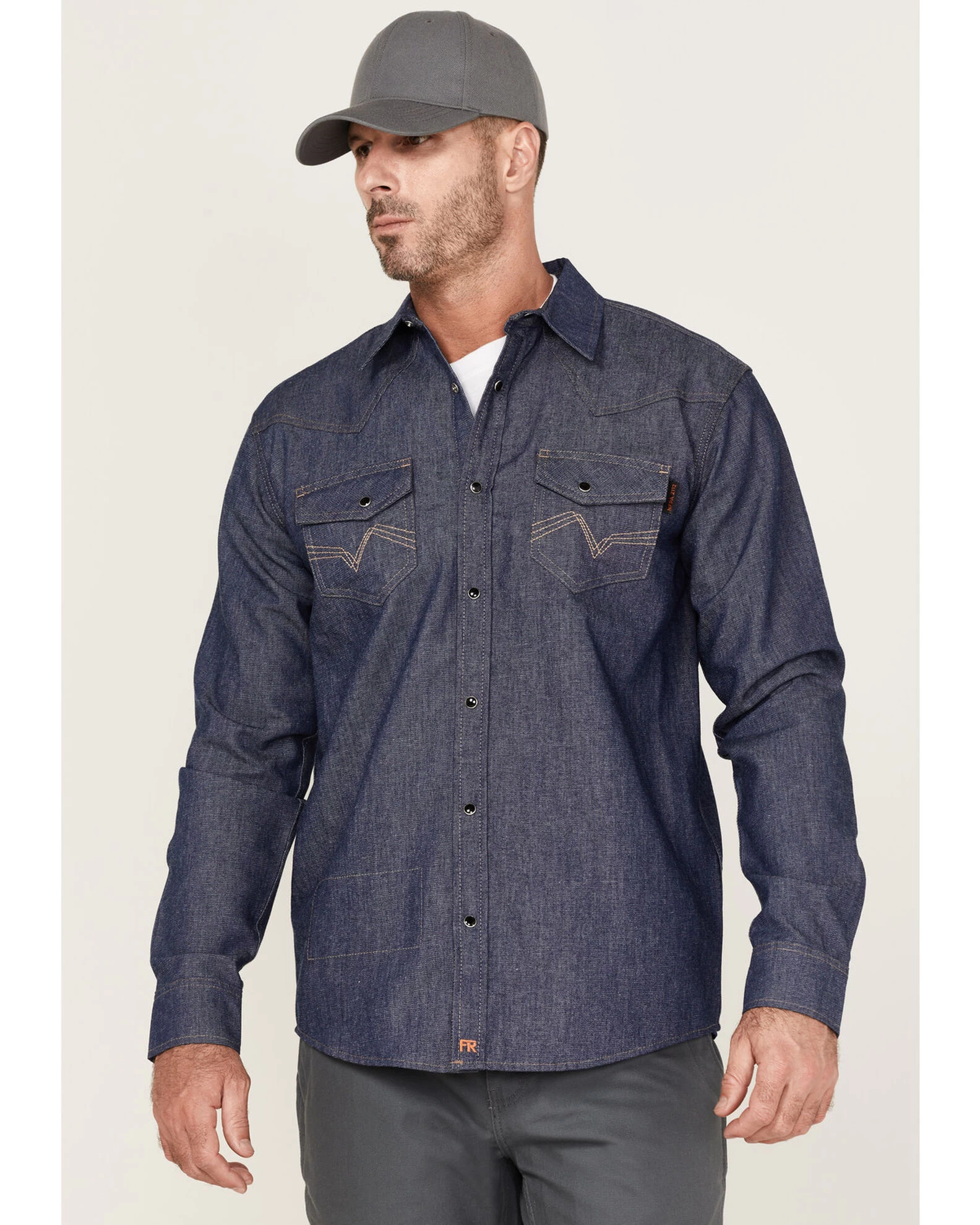 Cody James Men's FR Denim Mount Vernon Long Sleeve Snap Work Shirt 1 Cody James Men's FR Denim Mount Vernon Long Sleeve Snap Work Shirt