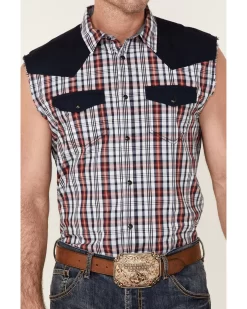 Cody James Men's Anthem Plaid Bubba Sleeveless Snap Western Shirt   -New Cody James 2000359538 100 P3