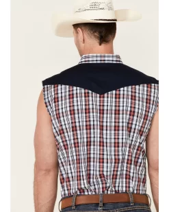 Cody James Men's Anthem Plaid Bubba Sleeveless Snap Western Shirt   -New Cody James 2000359538 100 P4