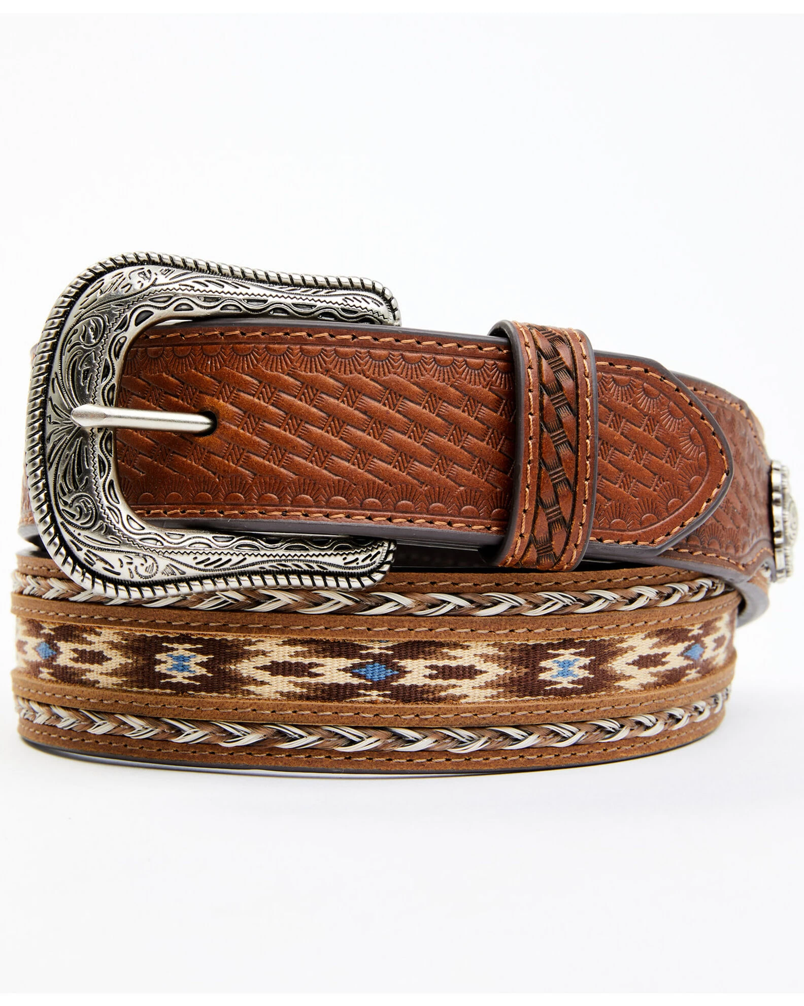 Cody James Men's Southwestern Concho Ribbon Inlay Belt 1 Cody James Men's Southwestern Concho Ribbon Inlay Belt