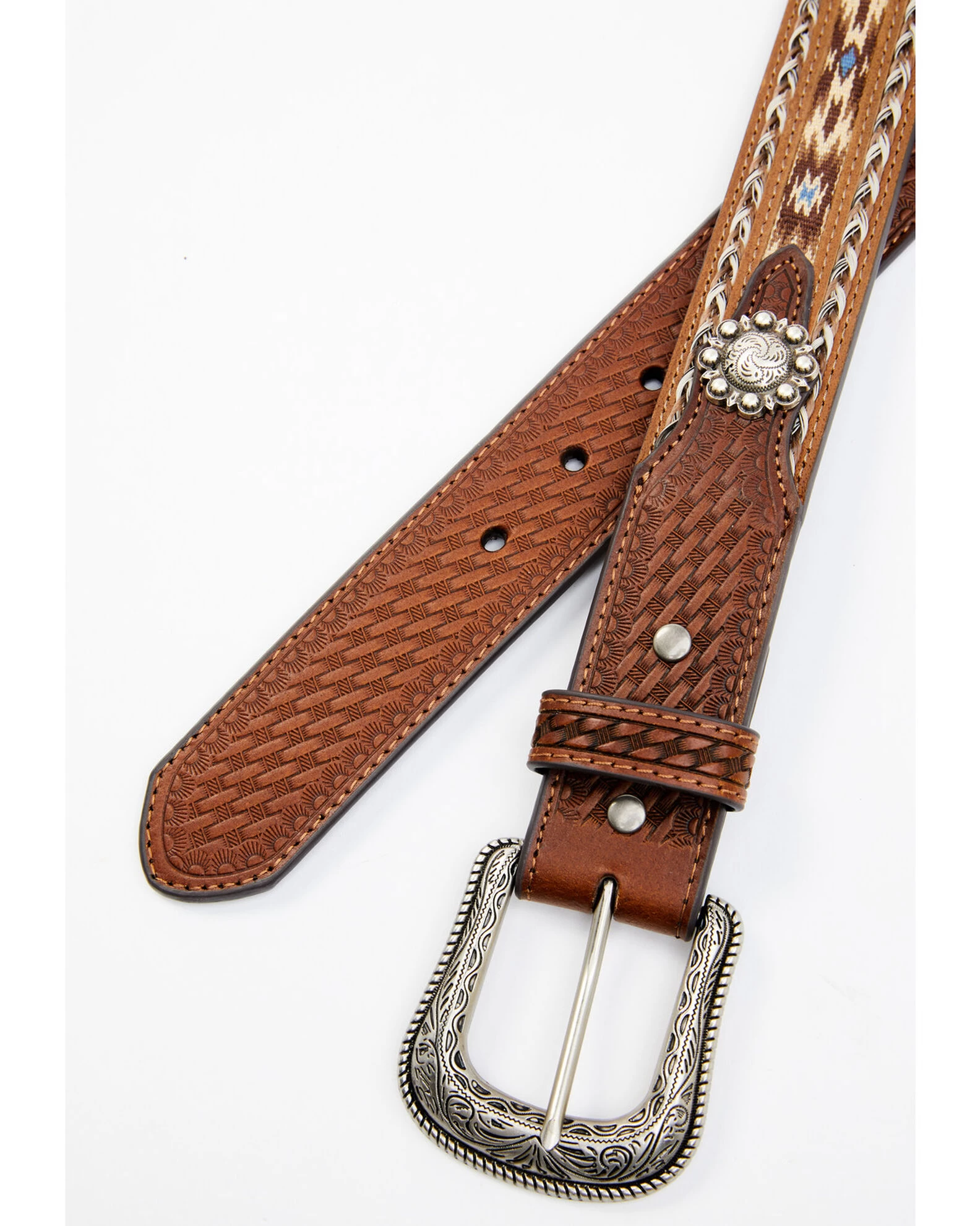 Cody James Men's Southwestern Concho Ribbon Inlay Belt 2 Cody James Men's Southwestern Concho Ribbon Inlay Belt - Image 2