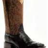 Cody James Men's Saddle Black Full-Quill Ostrich Exotic Western Boots - Broad Square Toe 