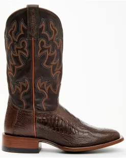 Cody James Men's Antique Cafe Ostrich Leg Exotic Western Boots - Broad Square Toe