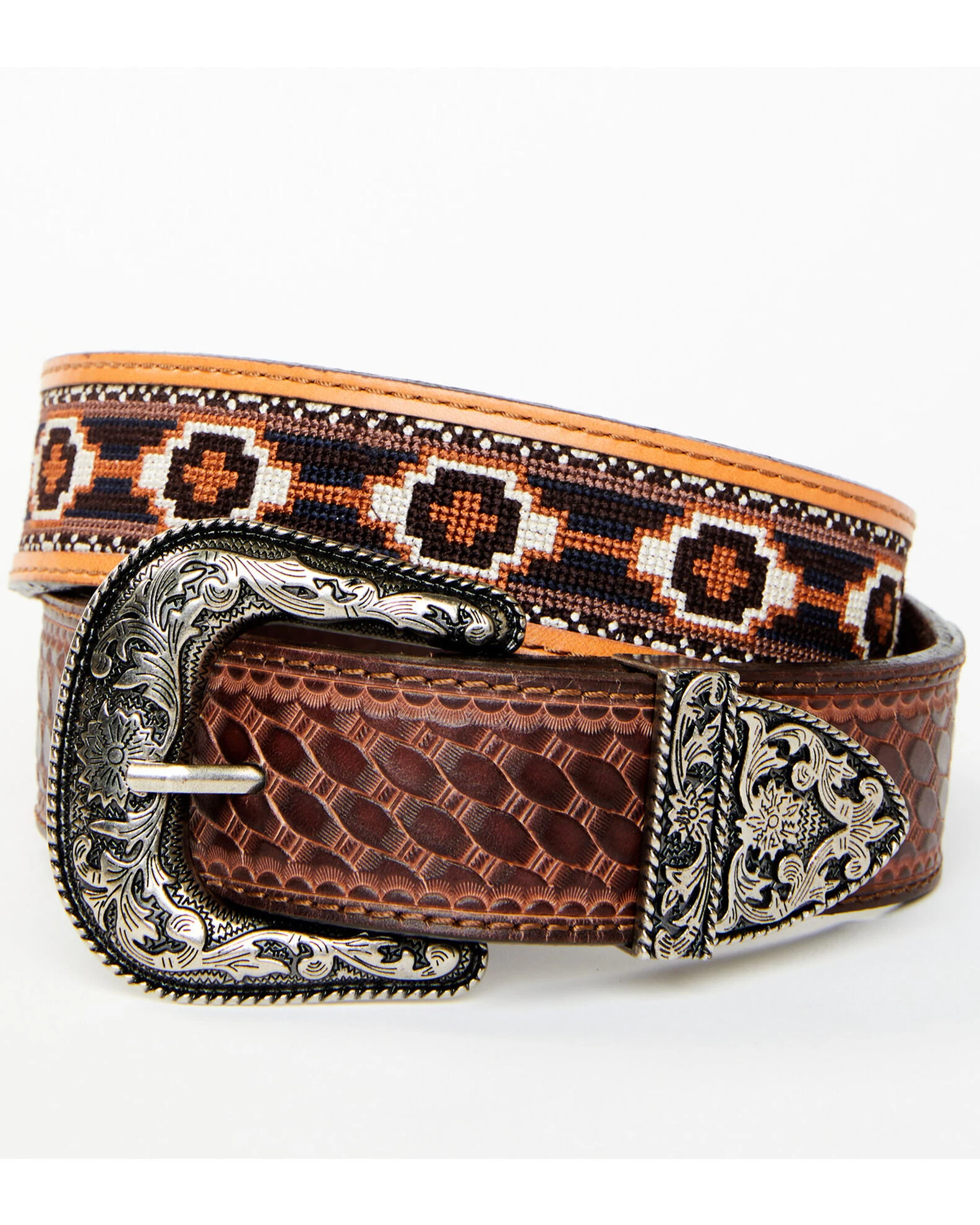 Cody James Men's Basketweave Billet With Southwestern Strap 3PC Buckle Belt 1 Cody James Men's Basketweave Billet With Southwestern Strap 3PC Buckle Belt