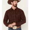 Cody James Men's Rusty Spur Plaid Print Long Sleeve Snap Western Flannel Shirt
