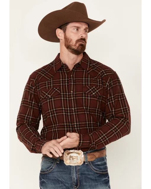 Cody James Men's Rusty Spur Plaid Print Long Sleeve Snap Western Flannel Shirt -New Cody James 2000381522 220 P1