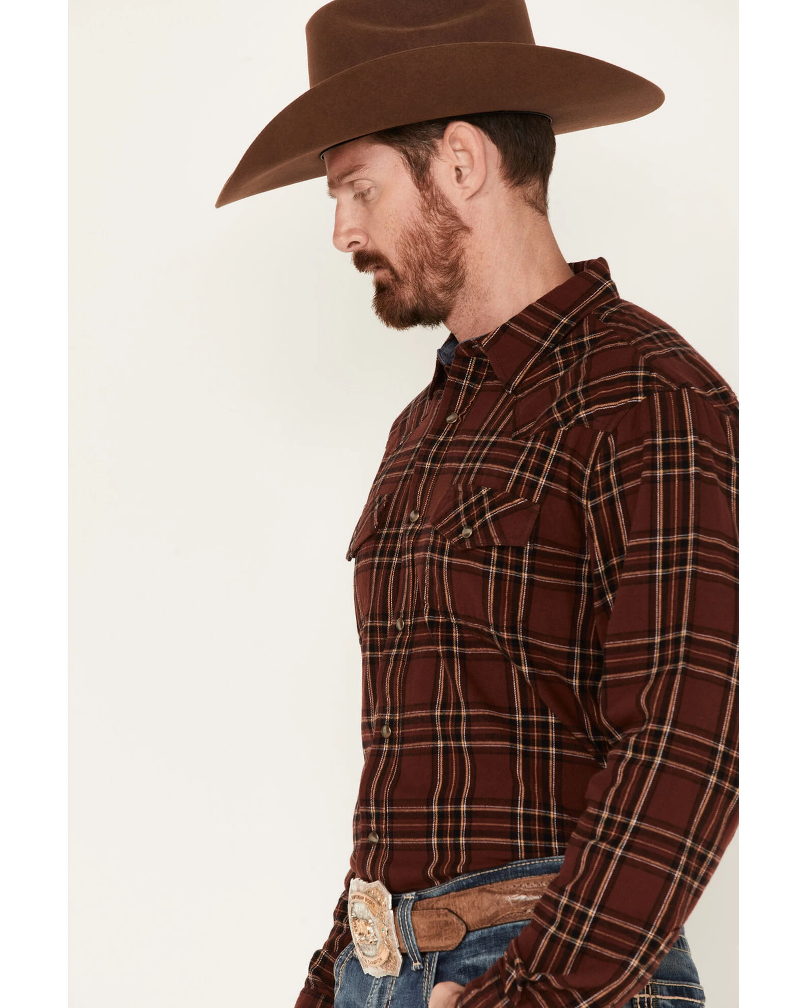 Cody James Men's Rusty Spur Plaid Print Long Sleeve Snap Western Flannel Shirt 2 Cody James Men's Rusty Spur Plaid Print Long Sleeve Snap Western Flannel Shirt - Image 2